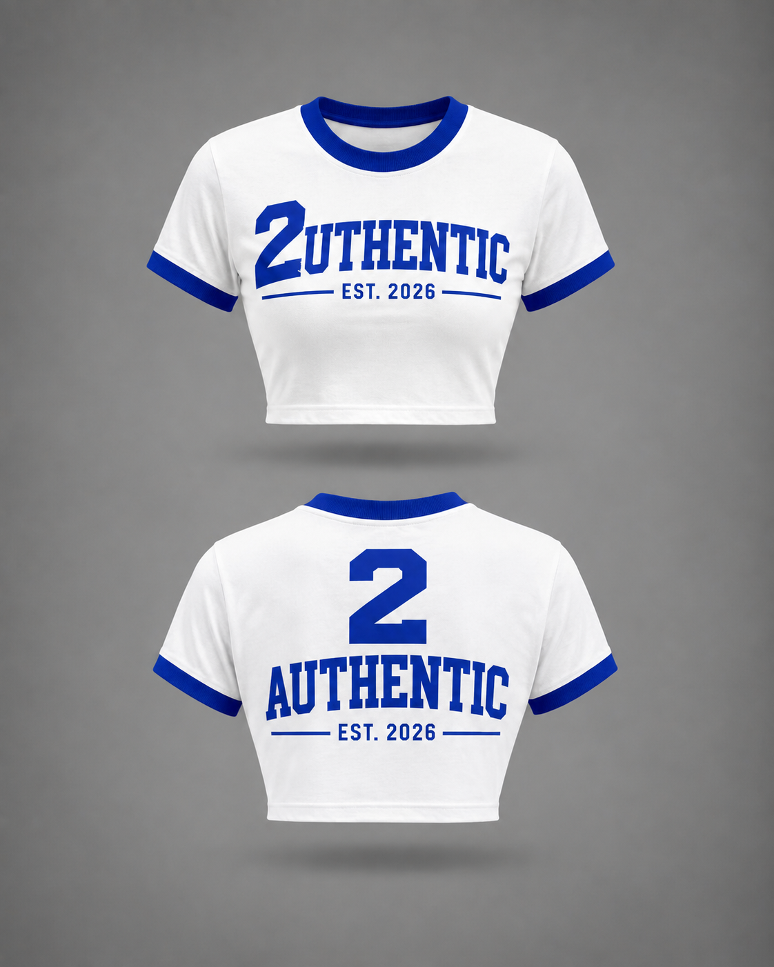 Authentic White & Blue Signature Crop T-Shirt